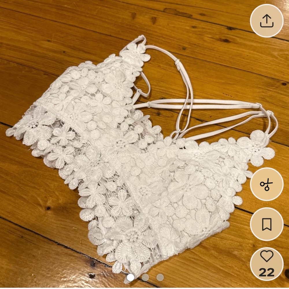 Free People White Floral Crochet Bralette